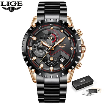 Montre Homme 2019 Laikrodžiai Vyrams LIGE Mados Karinės Nerūdijančio Plieno Žiūrėti Datos Sporto Kvarcinis Laikrodis Laikrodis Relogio Masculino