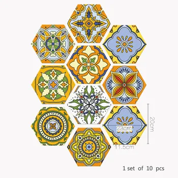 10VNT Šešiakampis Maroko Stiliaus Grindų Lipdukas Plytelių Lipdukai 