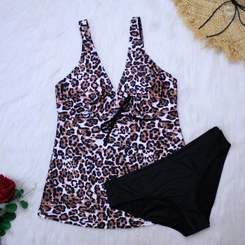 2020 Nauja Seksuali Leopardas Spausdinti Tankini Keltą Moterų maudymosi kostiumėlį Plius Dydis maudymosi Kostiumėliai, Maudymosi Kostiumą, Vasaros Paplūdimio Drabužiai Plaukimo Kostiumas 3XL