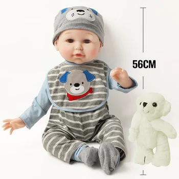 56cm reborn baby doll 22 colių Tikroviška Minkšto Silikono Bebe Atgimsta lėlės Mados drabužiai, lėlės su Bear Žaislai, mergaičių Gimtadienio dovanos