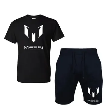 Vasarą Karšta, Pardavimas Vyrų Rinkiniai T Marškinėliai+Šortai Dviejų dalių Messi Spausdinti Rinkiniai, Laisvalaikio Tracksuit Vyrų 2019 Atsitiktinis Tshirts Vyrų Viršūnės