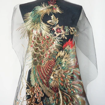 Didelis China Siuvinėti Nėriniai Phoenix Paukščių, Aplikacijos, Siuvimo Audinio Atraižos Pleistras Vestuvių Nuotakos Suknelė Šalis Suknelė 