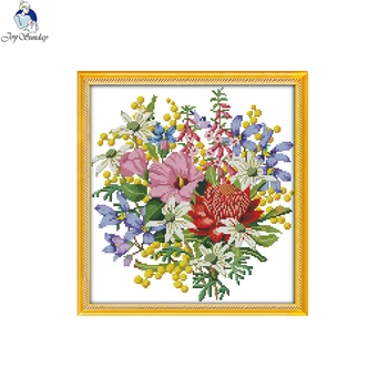 Džiaugsmas sekmadienį Laukinių gėlių Puokštę Drobės DMC 11ct 14ct Skaičiuojamas Kinijos Kryželiu Rinkiniai Spausdinti Siuvinėjimo Namų Dekoro