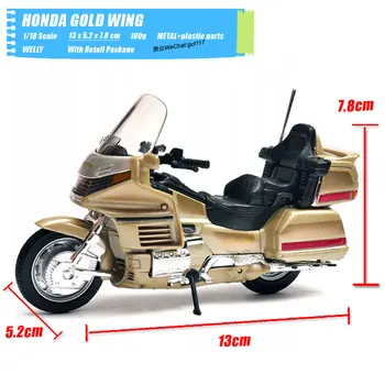 WELLY 1/18 Masto Motociklo Modelis Žaislai HONDA GOLD WING Diecast Metal Motociklo Modelis Žaislą Dovanų,Vaikai,Surinkimo