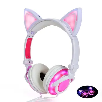 Holyhah 2019 sulankstomas spalvinga mirksi žėrintis led šviesos animacinių filmų žaidimų ausinės ausinės kačių ausų ausines suaugusiųjų vaikų