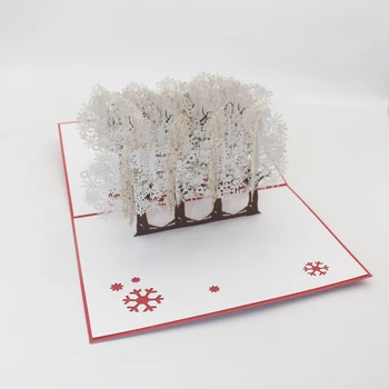 3D Rankų darbo Kalėdos Baltos Snaigės Medžių Miško Briedis Popieriaus Atvirukai Atvirukas Naujųjų Metų Vaikų Draugas, Verslo Dovanų