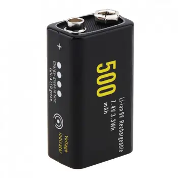 2vnt/daug 9V 6F22 500mAh Li-ion 7.4 V 3.3 Wh daugkartinio Įkrovimo Baterija Micro USB Saugomų Multimetras Belaidžio Mikrofono Signalo