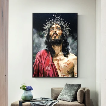 Abstrakti Jėzaus Portretas, Drobė Paveikslų, Plakatų Ir Grafikos Sienos Nuotraukas Cuadros Už Kambarį Sienų Apdaila