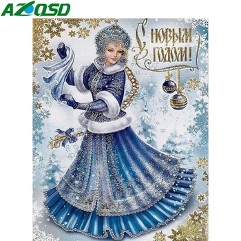 AZQSD Diamond Tapybos Kalėdų Mergina Kryželiu Diamond Siuvinėjimo Naujųjų Metų Sniegas Mozaikos Namų Dekoro Nuotraukos Strazdų