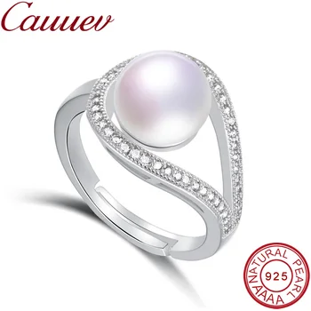 Cauuev 2018Wedding žiedai moterims AAAA Aukštos Kokybės Natūralių Perlų Žiedai, Sužadėtuvių Papuošalai moterims, Priedai bauda dovana