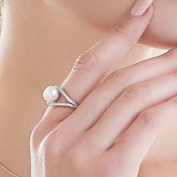 Cauuev 2018Wedding žiedai moterims AAAA Aukštos Kokybės Natūralių Perlų Žiedai, Sužadėtuvių Papuošalai moterims, Priedai bauda dovana