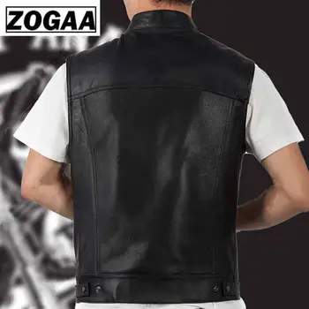 ZOGGA 2020 Mens PU Odos Striukės Pavasario Juoda Baikerių Motociklo Liemenė Paltai Vyrų Dirbtiniais Odos Punk Striukės Rankovių