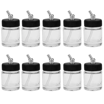 10VNT Airbrush stikliniuose Buteliuose, Oro Šepečiu Butelis Stiklainius 30° Kampu Adapterio Dangtelis Asamblėjos Naudojant Dvejopo Veiksmų Airbrushes
