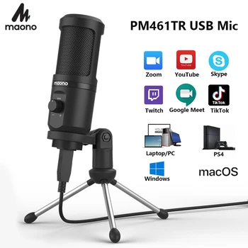 MAONO AU-PM461TR USB Kondensatoriaus Mikrofonas Įrašymo Nešiojamas PC MIC Internetinių Mokymo Posėdžio tiesioginės Transliacijos, 