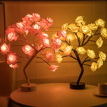 Atostogų Apšvietimo LED lempa, rožė, medis, gėlių formos USB ir baterijos dekoratyvinis stalo lempa šalies Valentino Dieną