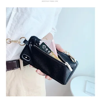Piniginės užtrauktukas kišenėje Crossbody maišelį, telefono dėklas Skirtas iphone 12 mini pro 11 max Xs max XR X 8 7 6s plius ilgos grandinės pečių maišą atveju