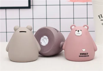 Kūrybinės Naujų Produktų Animacinių filmų Bear Rabbit Mielas Piggy Bank Vinilo Piggy Bank ir Lūžimui Monetos Vamzdis Vaikų Dovanų