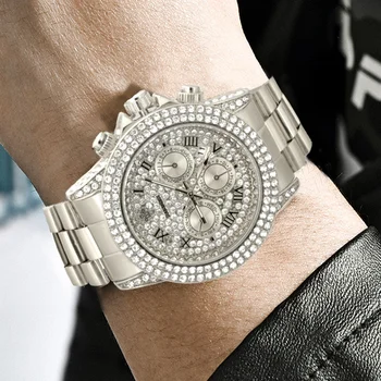 Visą deimantų 18K Aukso laikrodis Vyrams, Prabangos Prekės Diamond Vyrai Laikrodžiai Top Brand Prabanga FP Lediniame Iš Vyrų Rolexable Kvarco Žiūrėti 2020 m.