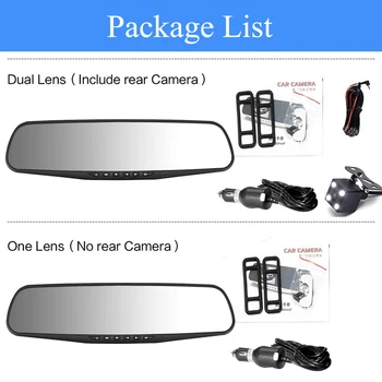 ADDKEY Full HD 1080P Automobilių Dvr Kamera Auto 4,3 Colių galinio vaizdo Veidrodis Skaitmeninis Vaizdo įrašymo įrenginys Dual Lens Registratory vaizdo Kamera