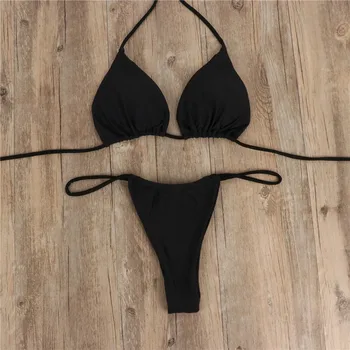 2019 Moterų Tvarstis Bikini Komplektas Kietas Seksualus Push-Up Brazilijos maudymosi Kostiumėliai, Mikro Bikinis Apynasrio Paplūdimio maudymosi kostiumėlį, Vasarą Nešioti #kj