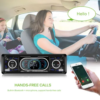 Automobilio Radijas 1 Din 12V Bluetooth, automagnetolos LCD Ekranas Autoradio FM, Aux Įvestis, USB Imtuvas, MP3 60W X 4 Didelės Galios Produkcija EQ