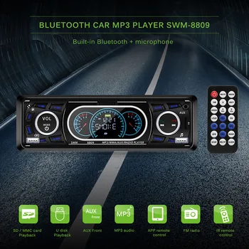 Automobilio Radijas 1 Din 12V Bluetooth, automagnetolos LCD Ekranas Autoradio FM, Aux Įvestis, USB Imtuvas, MP3 60W X 4 Didelės Galios Produkcija EQ