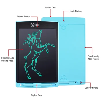 Karšto pardavimo LCD Raštu Tabletė Dalies Trynimas Piešimo Lenta Elektroninių Storio Pen Paryškinimas Pagalvėlės Skaitmeninis Spalvinga Tablečių