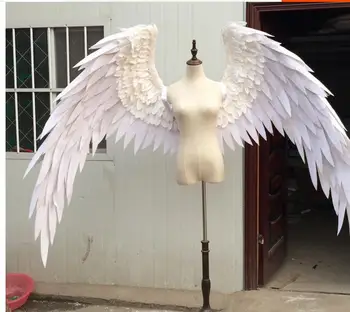 Graži balta raudona animacinių filmų plunksnų angelas sparnų Mados šou Rodo vestuvių fotografavimo rekvizitai Cosplay žaidimas kostiumas Podiumo modelis