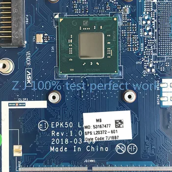 Aukštos kokybės KOMPIUTERIS HP 15-DA Nešiojamojo kompiuterio pagrindinę Plokštę Su N4000 CPU L20372-601 L20372-001 EPK50 LA-G073P DDR4 Patikrintas Greitas Laivas