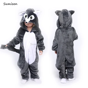 Vaikai Kigurumi Onesie Vienaragis Pižama Vaikams Gyvūnų Panda Antklodė Pabėgiai Kūdikių Kostiumas Žiemos Berniukai Girsl Katė liūtas Jumspuit