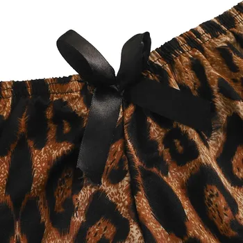 NIOWORLD pižama moterims sleepwear seksuali pižama komplektas šortai moterims Nėrinių Lingerie Šilko Apatiniai Leopardas Spausdinti Satino Pižama