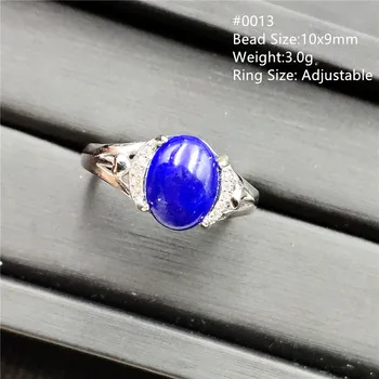 Originali Natūralus Royal Blue Lazuritas Ovalo formos Žiedas Crystal 925 Sterlingas Sidabro Moteris Šalis Dovana 10x9mm Reguliuojamas Žiedo AAAAA