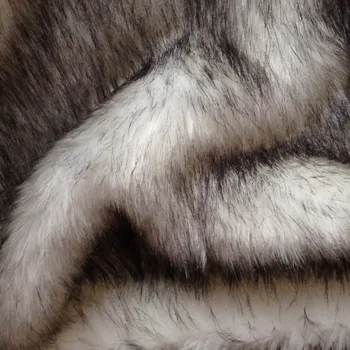 Karšto pardavimo fox fur balta dažyta juoda patarimas Dirbtiniais kailiais audinio, 