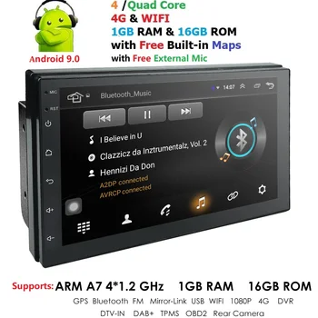 HIZPO Android 9.0 1GRAM+16GROM Automobilių NAVIGACIJOS TOUCH DISPALY Bluetooth /WIFI // Radijas Vaizdo/ 4G SWC OBD2 /DAB/DVR/NEMOKAMAS ŽEMĖLAPIO