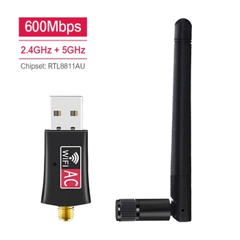 600Mbps USB WiFi Dongle Adapterį Dual Band USB Bevielio Tinklo Antenos PC Desktop Laptop Tablet 802.11 a/g/n/ac