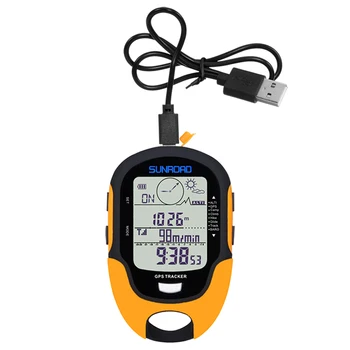 Sunroad Lauko GPS Nešiojamą Kišeninio laikrodžio Su Aukščiamačiu, Kompasas, Temperatūros, Drėgmės, Led Žibintuvėlis, GPS Tracker USB Mokestis FR510