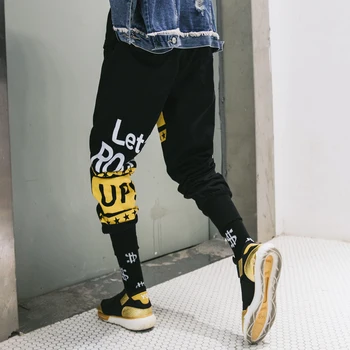 11 BYBB TAMSU Laiškas Išspausdintas Krovinių Kelnės 2019 Hip-Hop Harajuku Streetwear Elastinga Juosmens Sweatpants Vyrų Poilsiu Haremo Kelnės