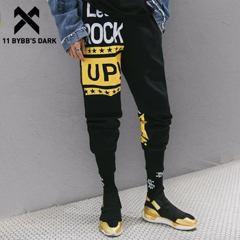 11 BYBB TAMSU Laiškas Išspausdintas Krovinių Kelnės 2019 Hip-Hop Harajuku Streetwear Elastinga Juosmens Sweatpants Vyrų Poilsiu Haremo Kelnės