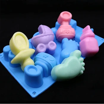 6 Ląstelių Baby Set Silikono Formos 3D Šokolado, Cukraus Saldainiai Kūdikio Kojų Žaislai Želė Formos Cupcake Šalis, Minkštas Tortas Dekoravimo Priemonė