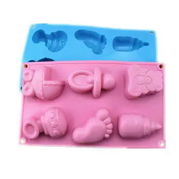 6 Ląstelių Baby Set Silikono Formos 3D Šokolado, Cukraus Saldainiai Kūdikio Kojų Žaislai Želė Formos Cupcake Šalis, Minkštas Tortas Dekoravimo Priemonė