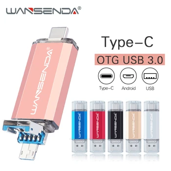 Originalus WANSENDA OTG USB Flash Drive 3 in 1 USB3.0 & Type-C & Micro USB Pen Drive 512 GB 256 GB 128GB 64GB 32GB Pendrives