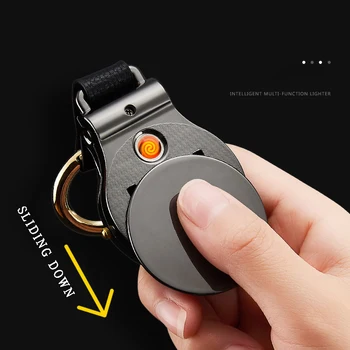 Vyriški Žiūrėti USB Žiebtuvėlis Fakelas Vėjo Lengvesni Mini Žibintuvėlis Lengvesni Elektroninių Lengvesni Dujų Keychain Apšvietimo kišenėje žiūrėti