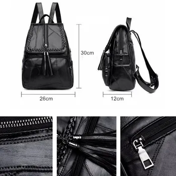 Moterų PU odos kuprinė Mokyklos maišą klasikinis juodas vandeniui kelionės multi-funkcija Pečių maišą