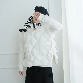 Imakokoni balta trumpas žemyn striukė originalus moterų dizainas, Japonų stora šilta striukė žiemai būtina turėti prekės