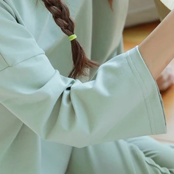 Pajama Komplektai Moterų Kawaii Korėjos Stiliaus Ilgomis Rankovėmis, Minkšta Elegantiškas, Patogus Vyriški Kasdien Sleepwear Laisvalaikio Spausdinti Animacinių Filmų Naujas