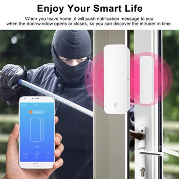 Tuya Smart WiFi durų jutiklis durų atidarymo/uždarymo detektorius suderinama su Alexa, Google Namų Protingo Gyvenimo PROGRAMĄ, namų apsaugos sistema