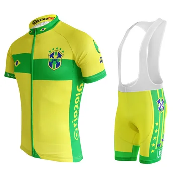 Pagal užsakymą pagaminti megztiniai 2017 Brazilija dviračių megztiniai trumpomis rankovėmis drabužių rinkiniai dviratį/dviratį dėvėti drabužiai maillot ropa ciclismo