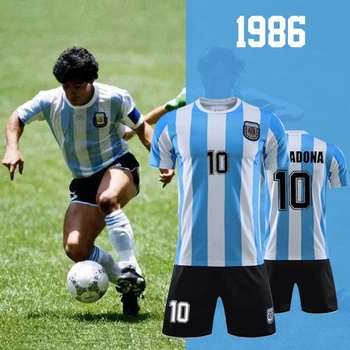 1986 m. Čempionų Maradona Jersey Nr. 10 Argentinos Vintage marškinėliai Atminimo Viršūnes Tees Rinkinys