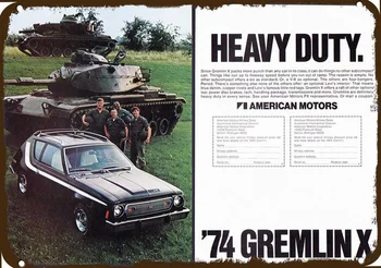 1974 M. Amc Gremlin X Automobilių Derliaus Išvaizdą Replika Metalo Pasirašyti Sunkiųjų Armijos Tankas