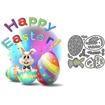 Naujas Pjovimo Miršta 2021 Happy Easter Bunny Kiaušiniai, Metalo Pjovimo Miršta Ir Antspaudai Trafaretas Scrapbooking Įspaudas Albumą Apdaila